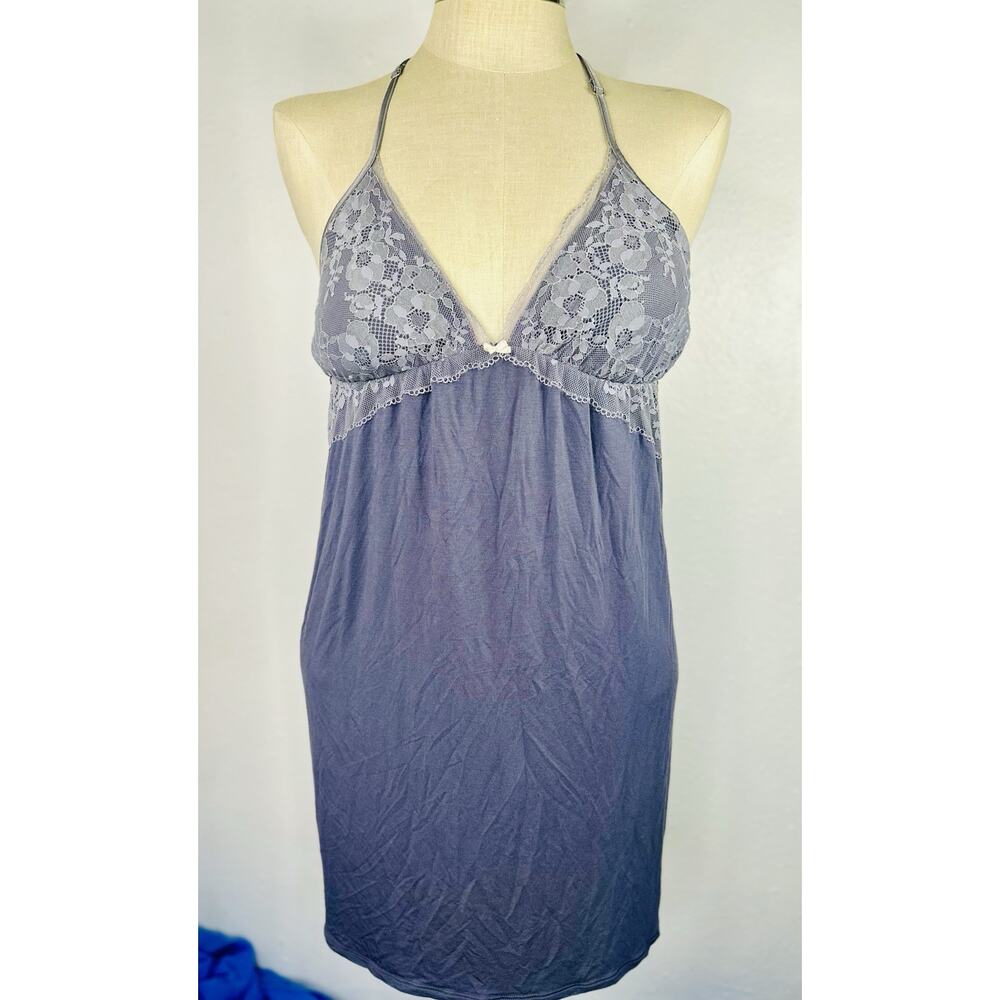 Victorias Secret Gray/Purple Lace Night Gown Large Lingerie - Picture 2 of 6